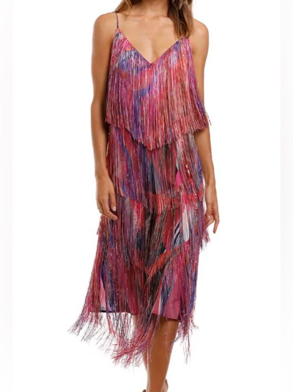 Camilla Midi Fringe Dress - Folk River NEW NWT